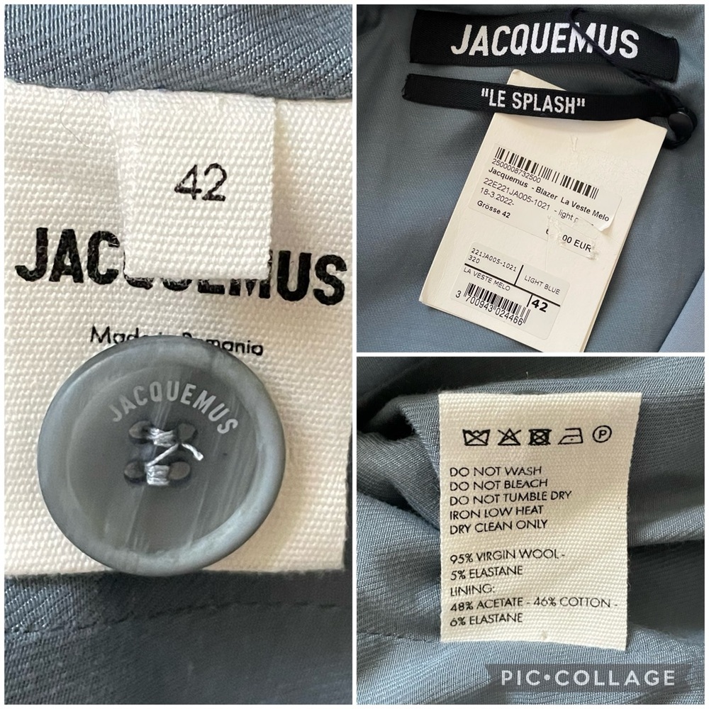 Jacquemus La Vesto Melo Cutout Blazer Blue Stretch Wool Size 10 NWT - Picture 15 of 16